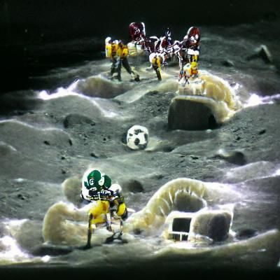 Football Game on the Moon: A Surreal Scene