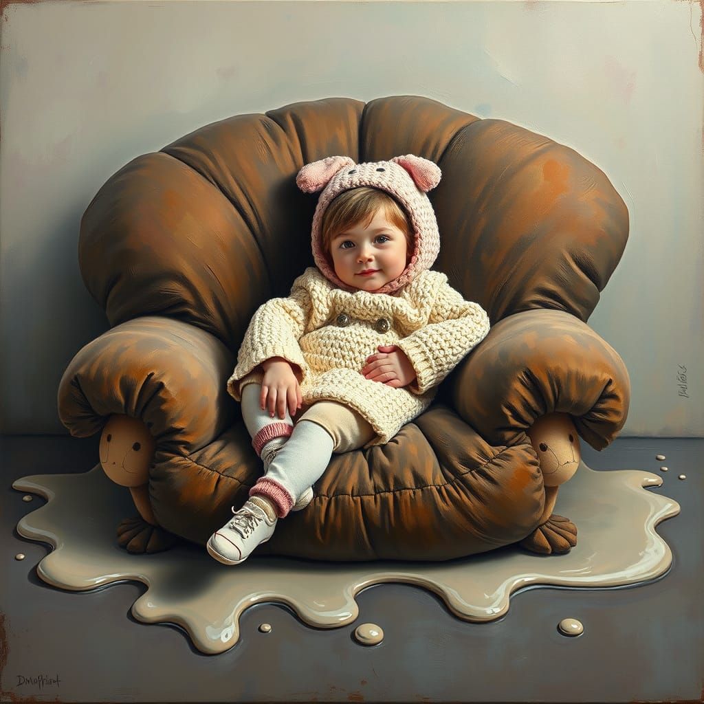 Surreal Girl on Stuffed Animal Sofa