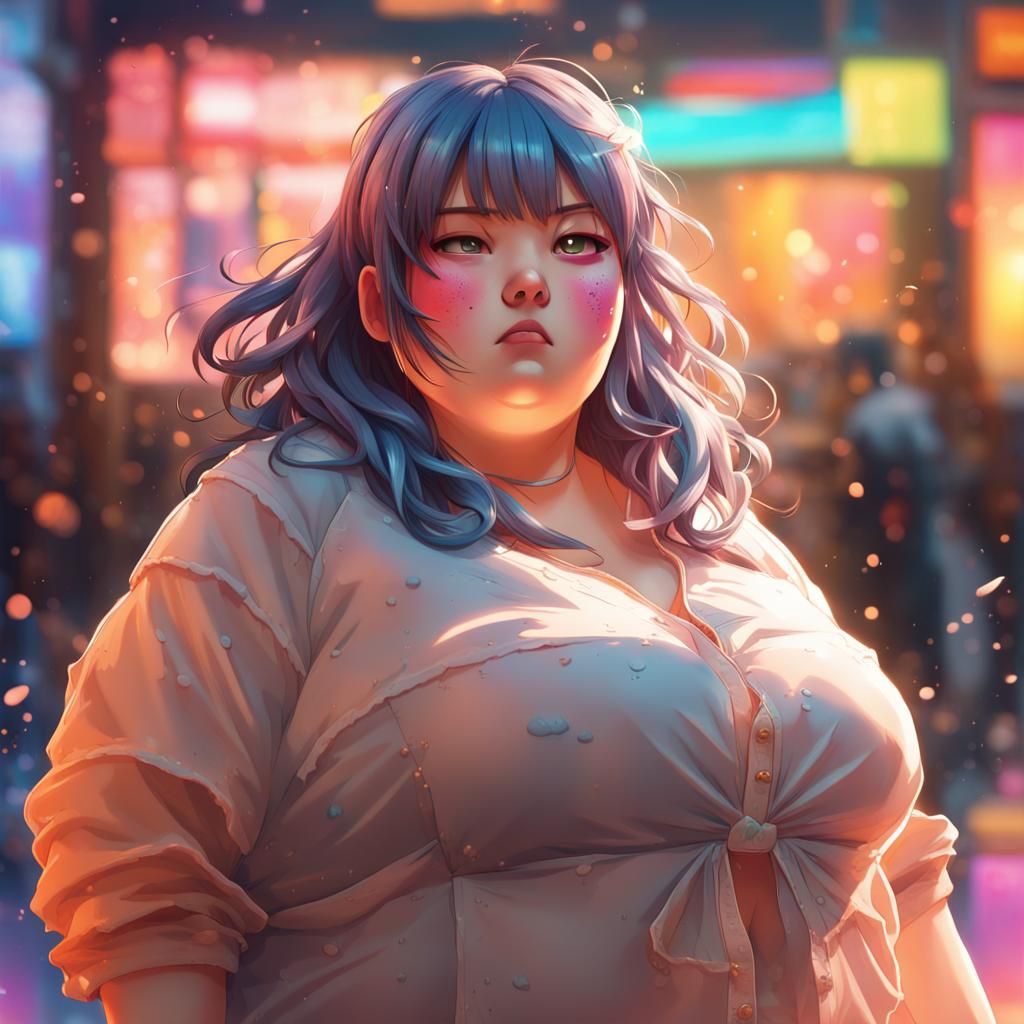 Detailed Hyperrealistic Anime Girl Splash Art