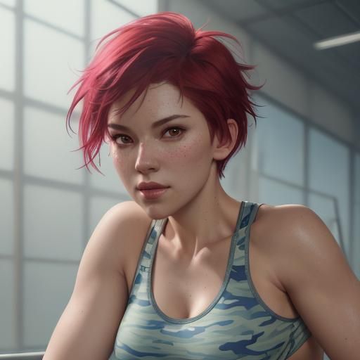 Happy Woman at the Gym in Hyperdetailed Portrait