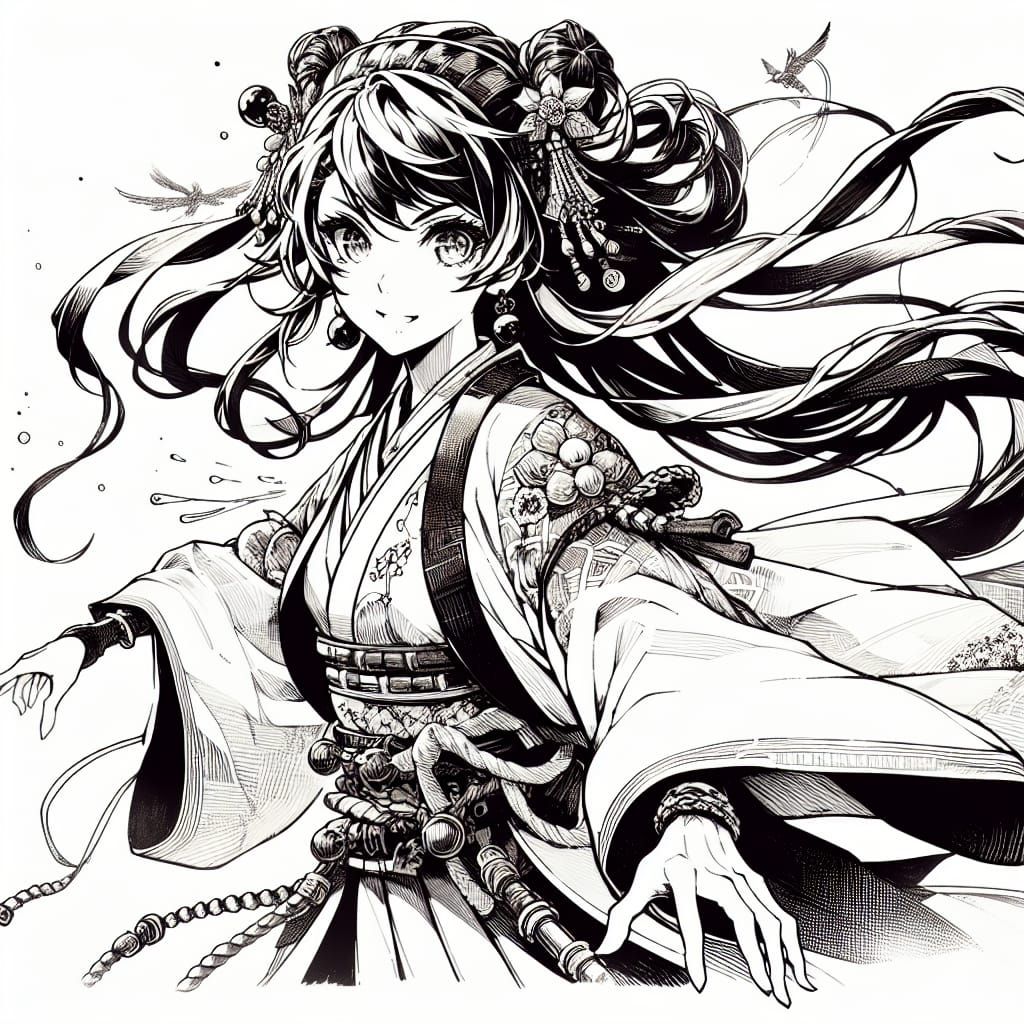 Anime Illustration of a Strong Female Character