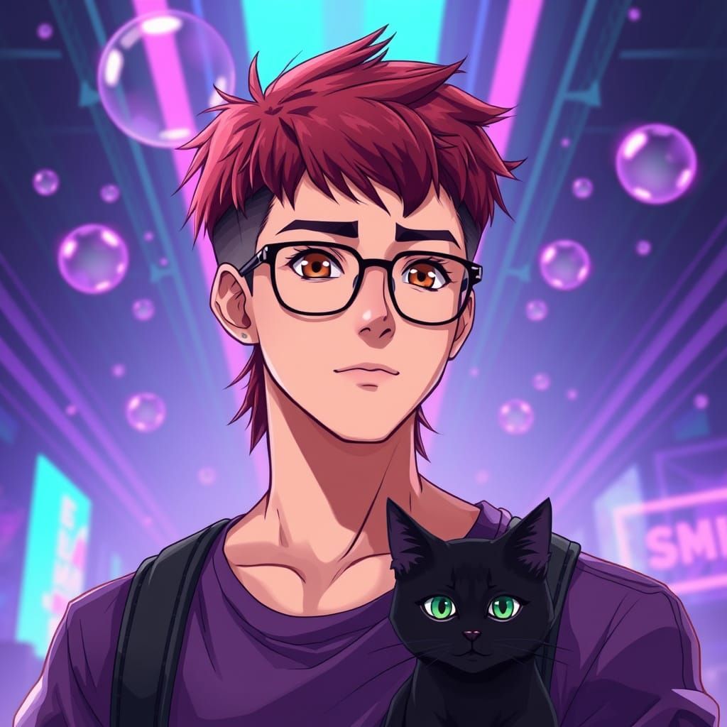 Cinematic Anime Portrait of a Young Man in a Futuristic Worl...