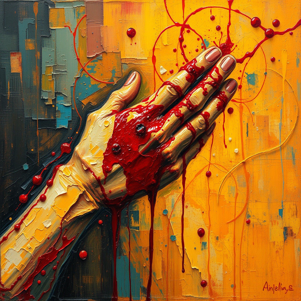 Expressionist Hand Controls Blood Flowing: Neo-Impressionist...