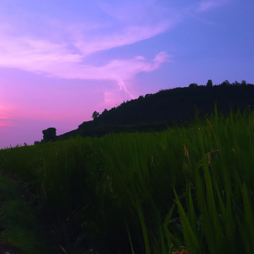 Pink Evening Sky Over Rolling Grass Hills