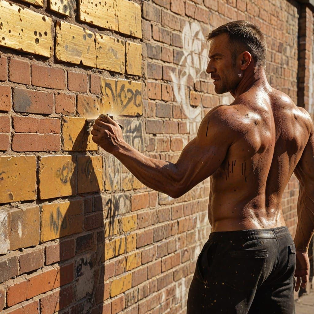 Street Artist Creates Graffiti Mural with Stencils