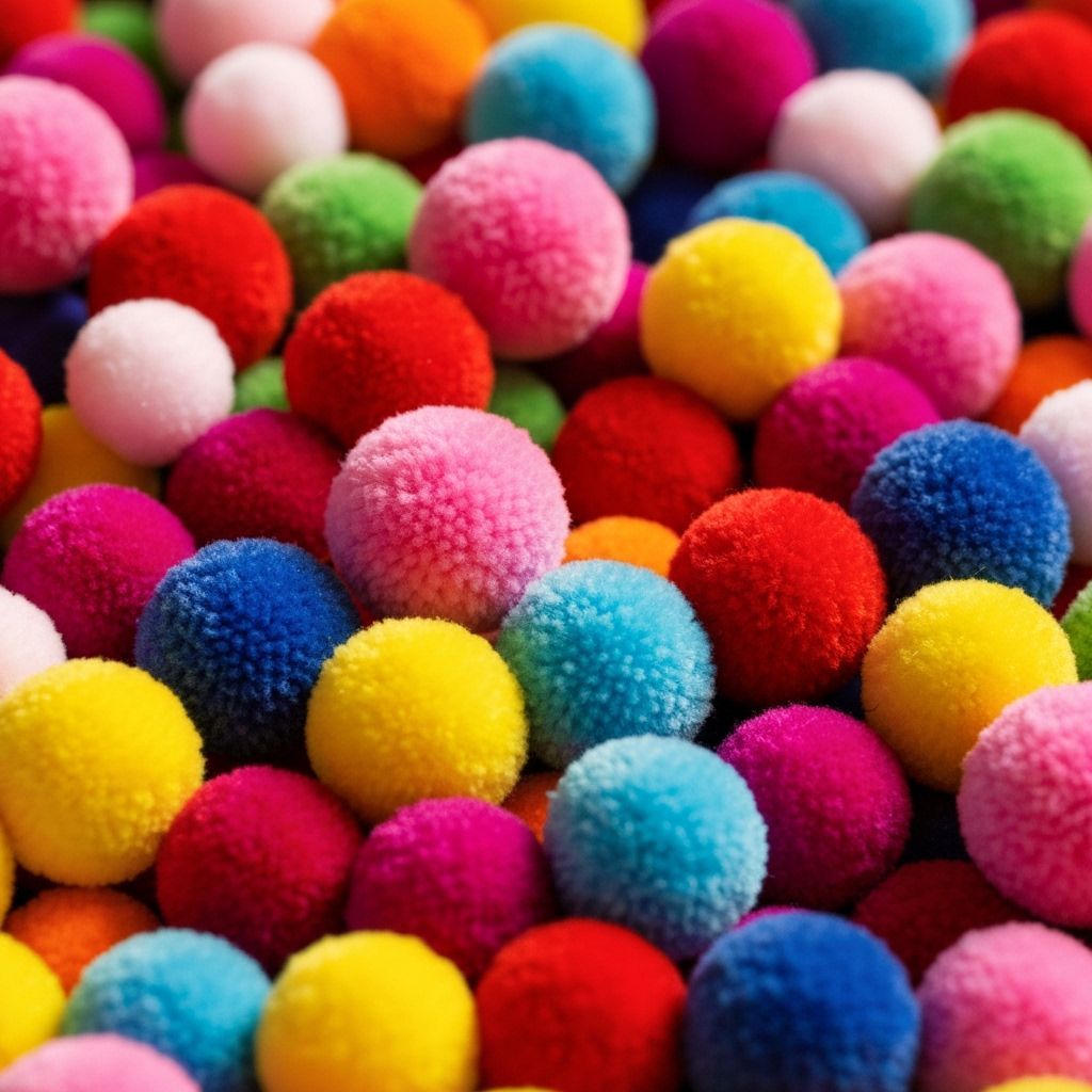 Playful Pom Pom Scene in a Whimsical Style