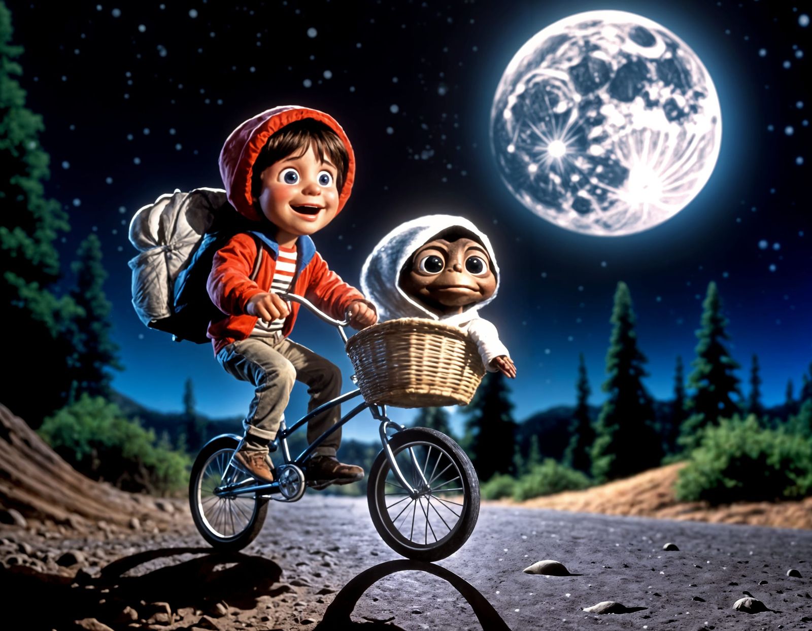 E.T. Remade by Pixar: Elliott and E.T. Fly