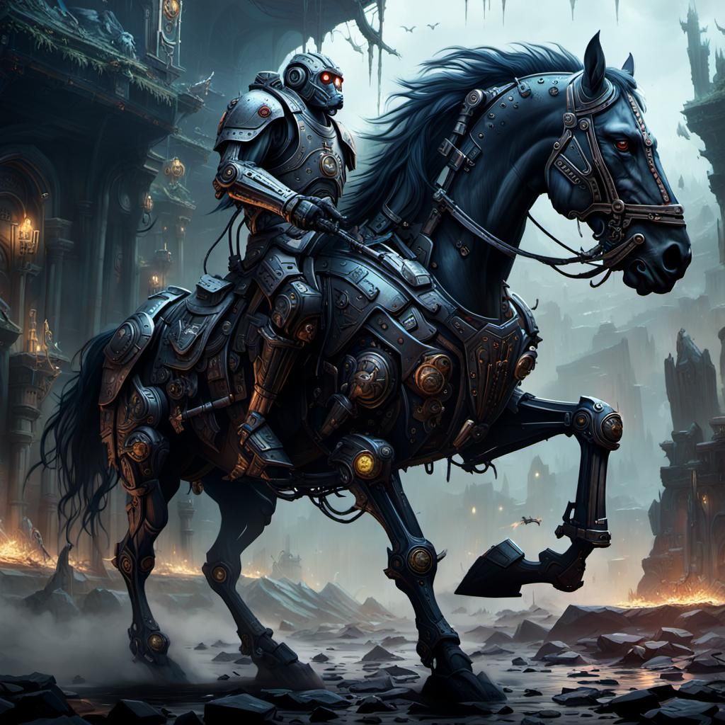 Psychological horror from the future about the dominance of robohorses over the fallen Ape Empire called Horses over Men...