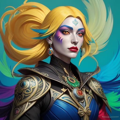 Colorful Street Art Portrait of a Silver Woman