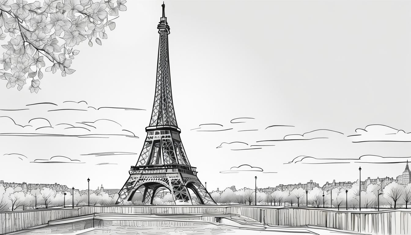 Eiffel Tower Coloring Page in Black and White