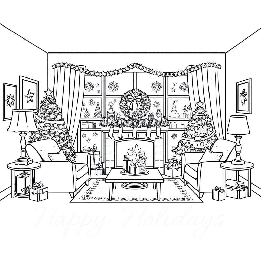 Vintage Christmas Decorations in a Cozy Living Room