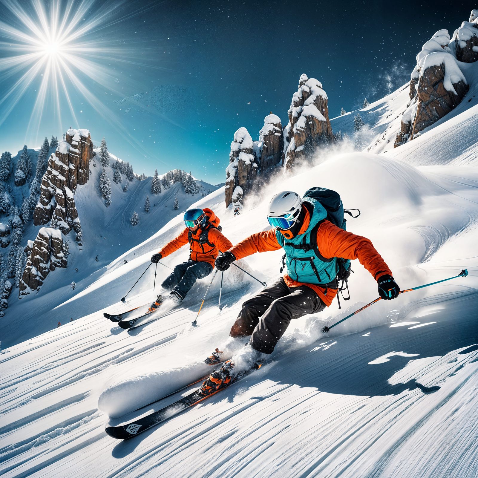 Snowy Greece Landscape: Detailed Charcoal Drawing