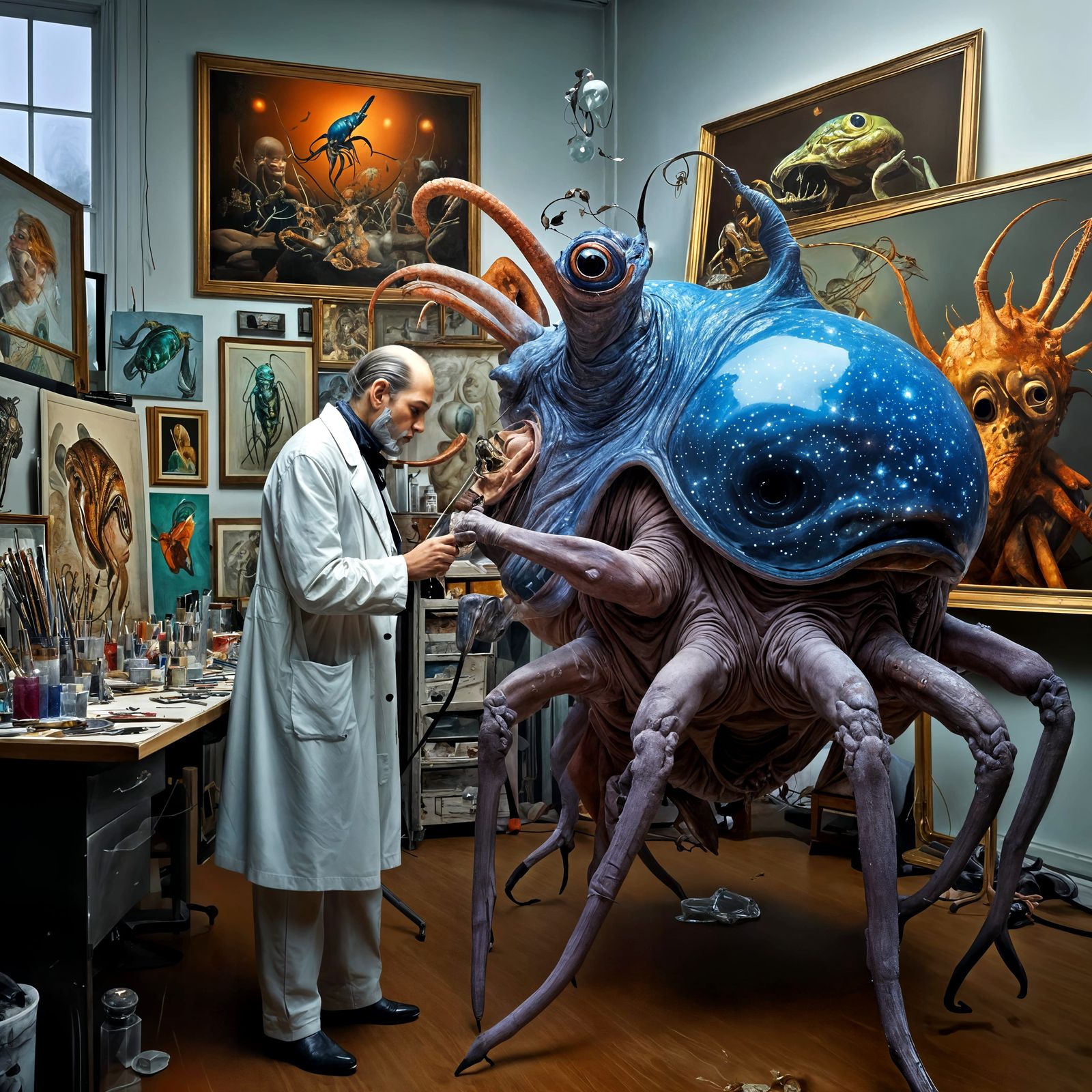 Bizarre Creatures in Cluttered Lab: Magical Realism