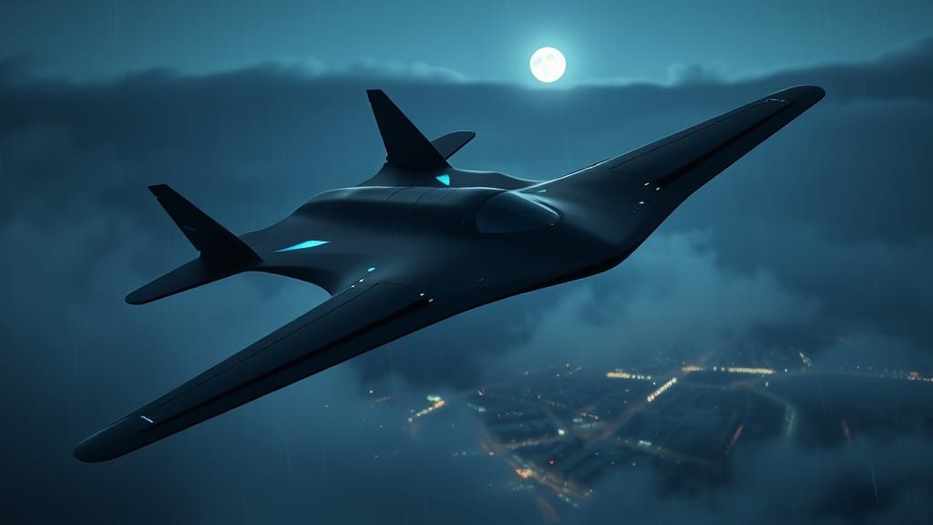 Ultra-Modern Aircraft in Misty Twilight Skies