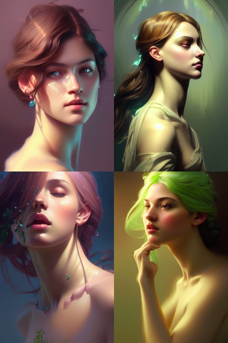 Majestic Lime Goddess Portrait in Digital Art Style