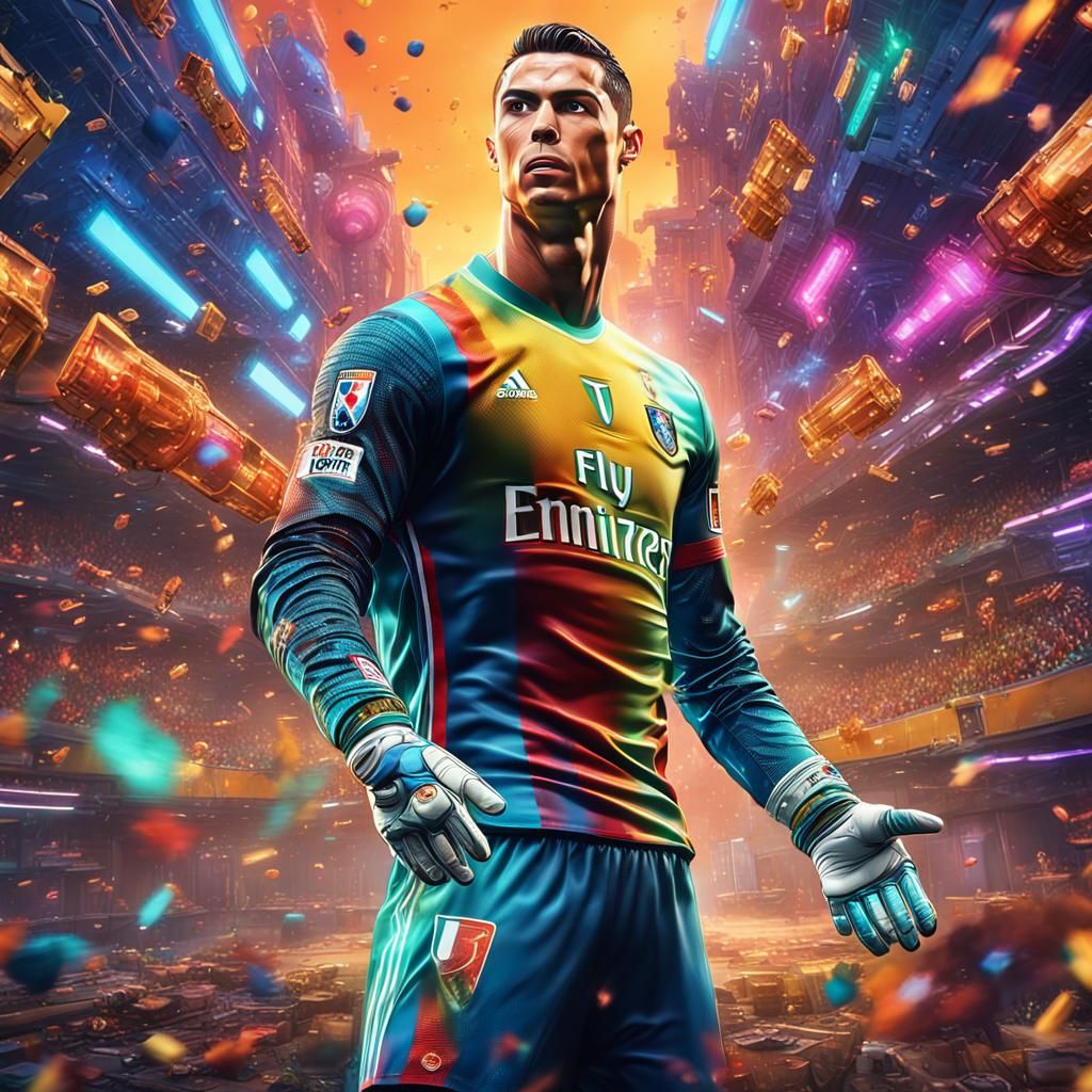 Cristiano Ronaldo Robot: Colorful Artstation Painting