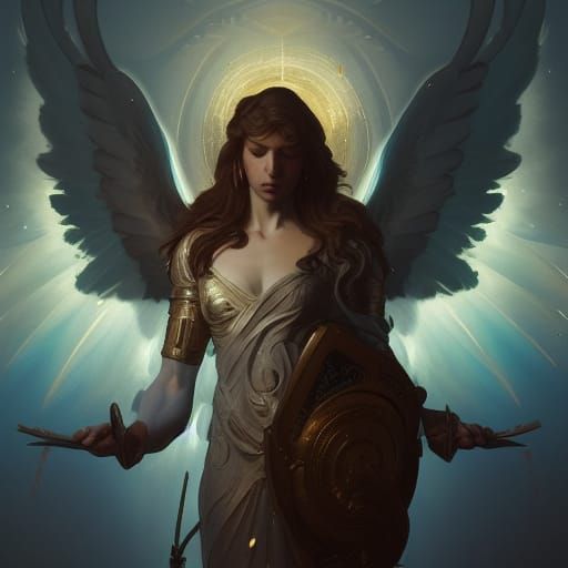 Archangel Michael Portrait in Art Nouveau Style