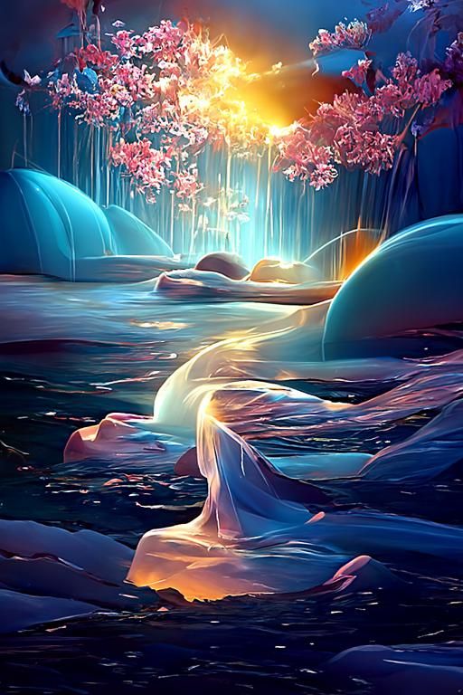 Zen Garden Sunset: A Digital Fantasy Landscape