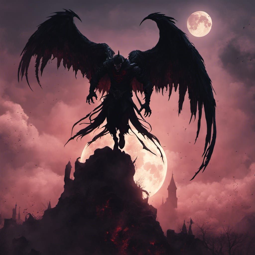 Screaming Vampire Silhouette with Moon Background