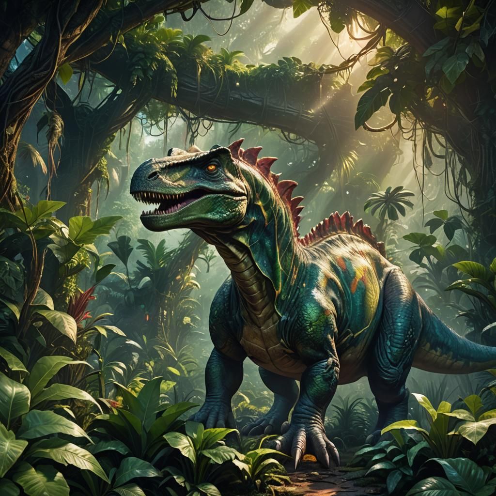 Dinosaur in Mystical Jungle Concept Art
