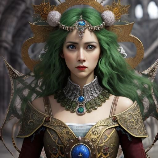 Fractal Mosaic Celtic Hair in Photorealistic Cloisonné Style