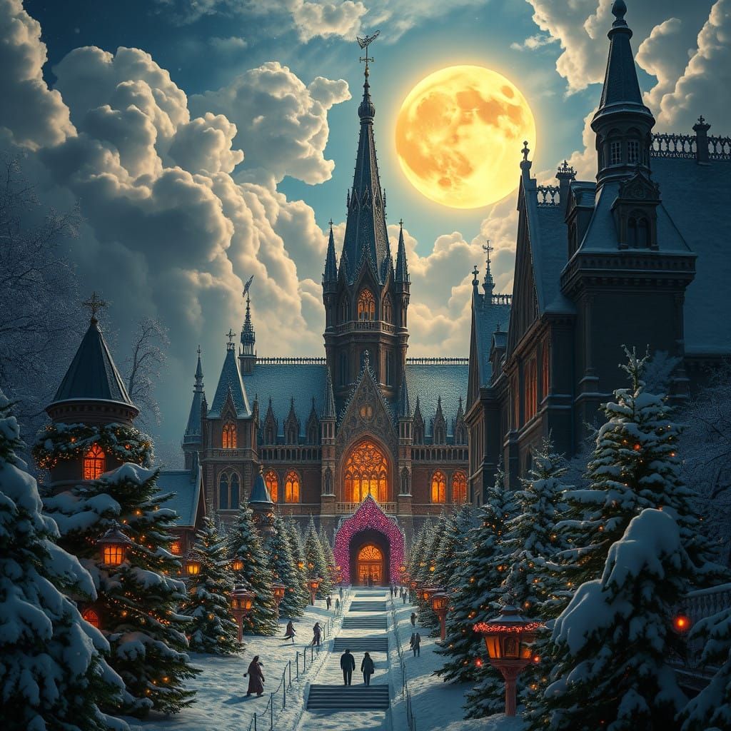 Majestic Winter Wonderland Scene in Gothic Digital Art