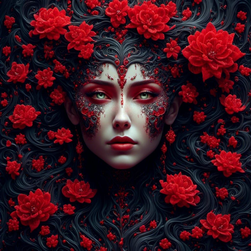 Fractal art Red Woman