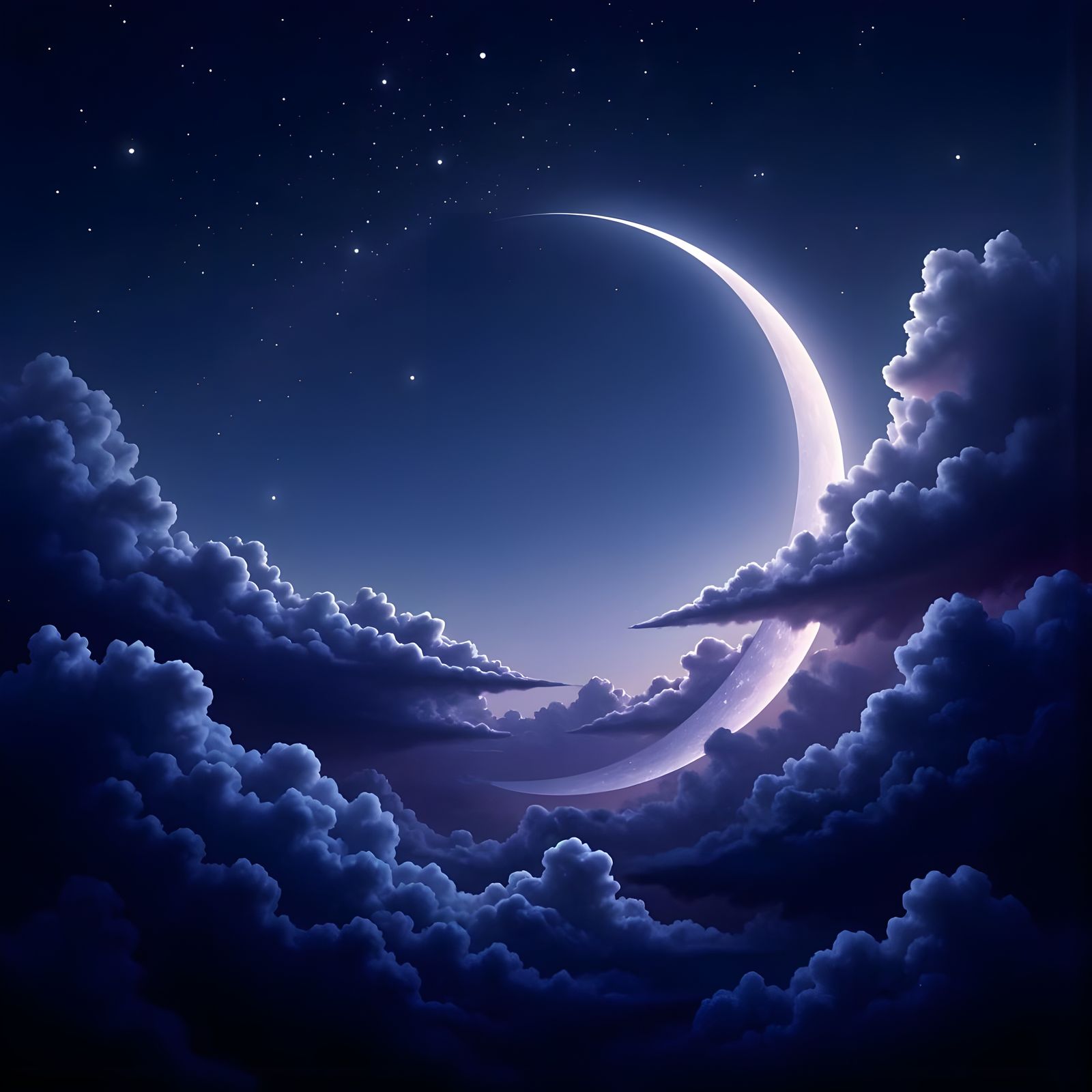Waning Moonlit Landscape in a Dreamy, Whimsical Style