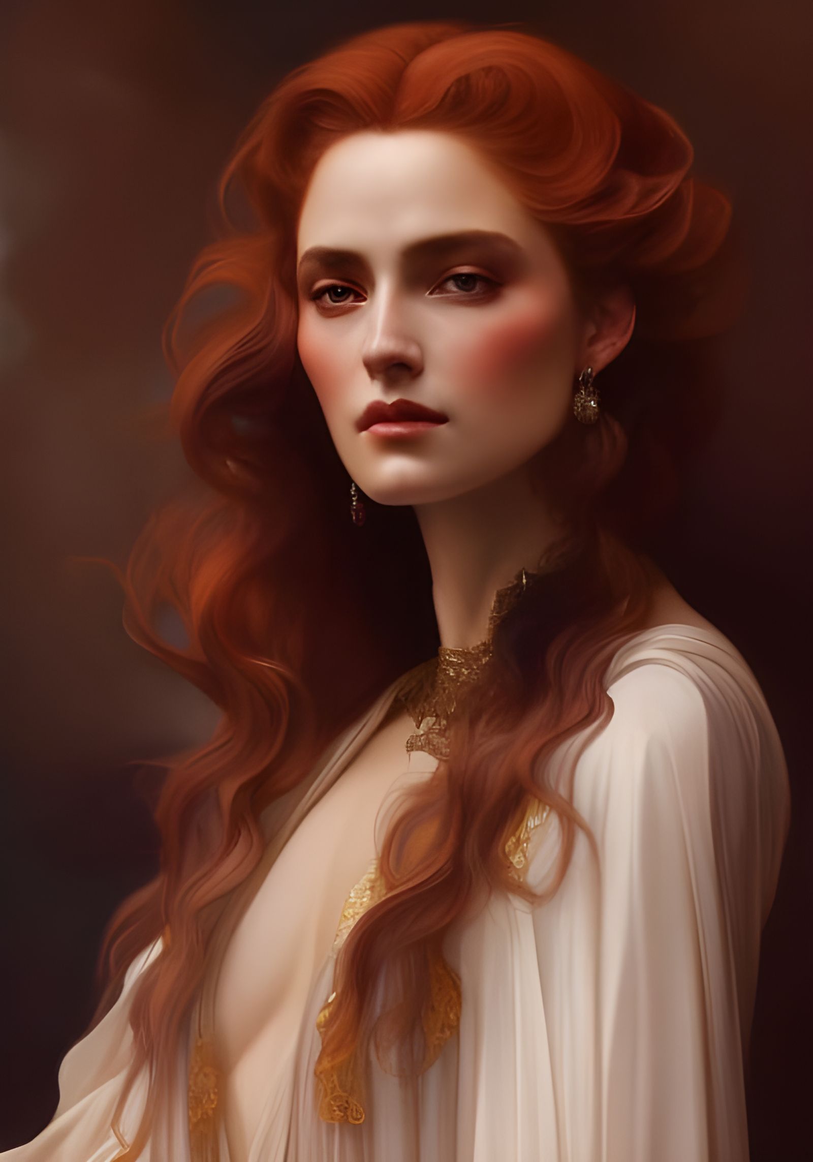 Woman in Silk Gown: A Hyperdetailed Fantasy Portrait