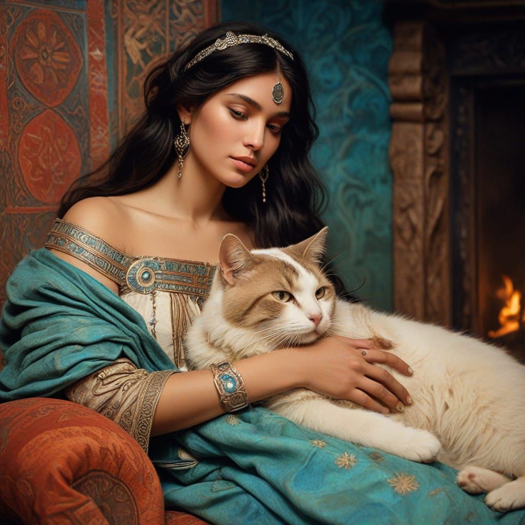 Wise Woman and Her Enormous Feline Friend