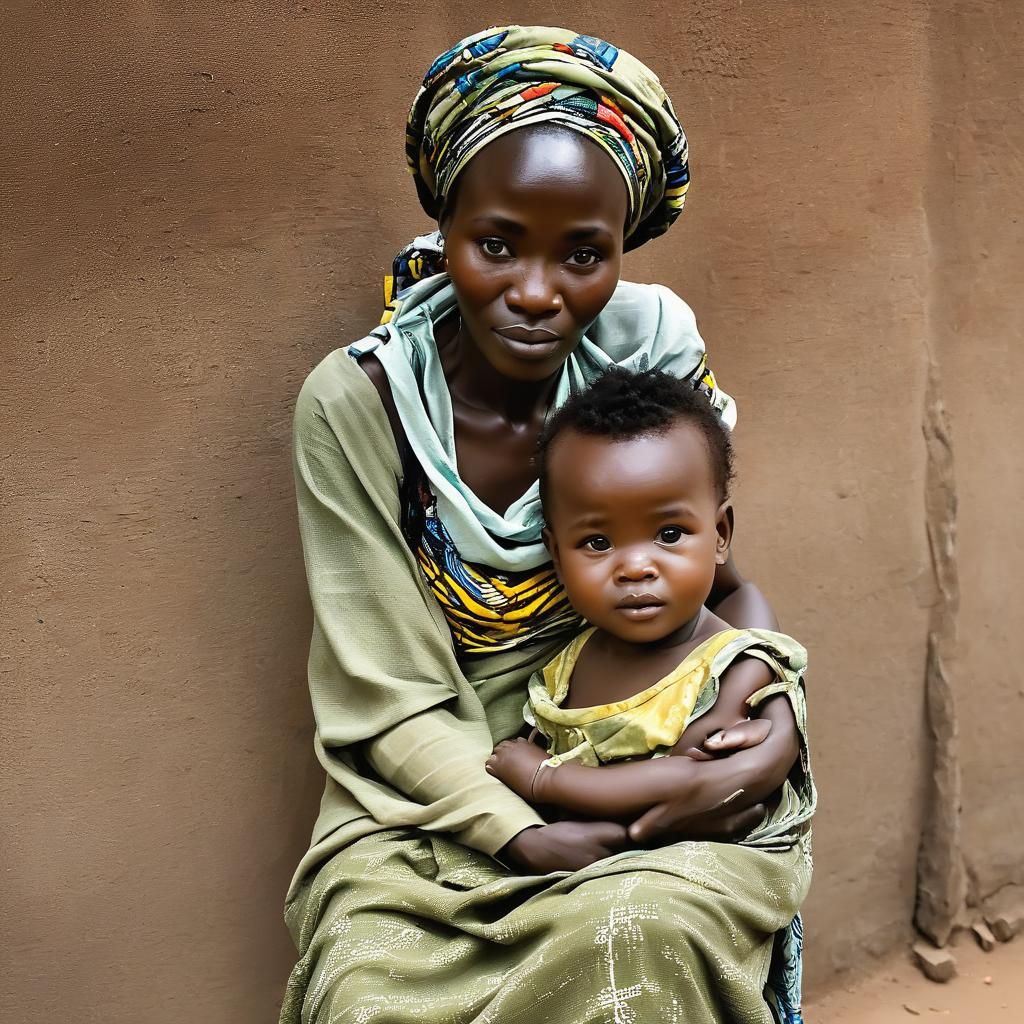 Touching Image of an African Mother and Baby
