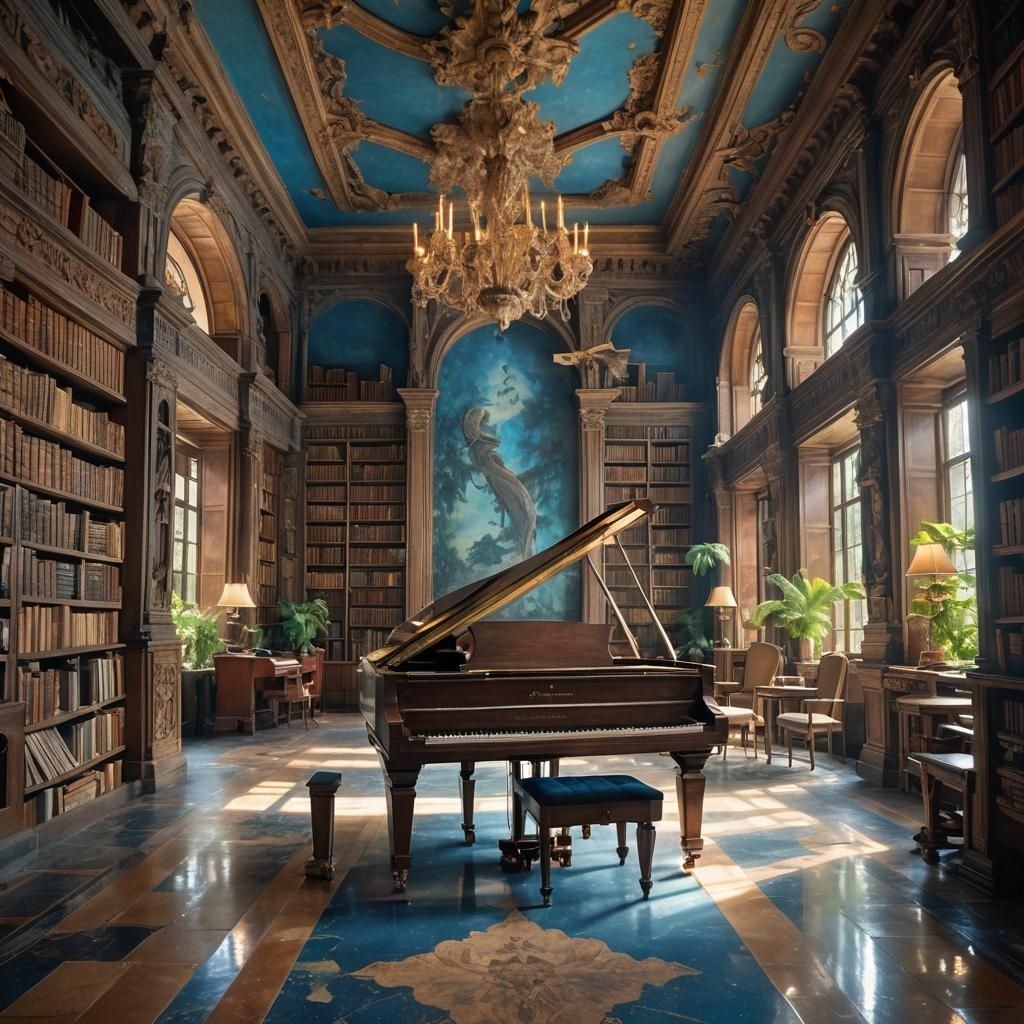 Grand Piano in Alexandrian Library: Matte Painting