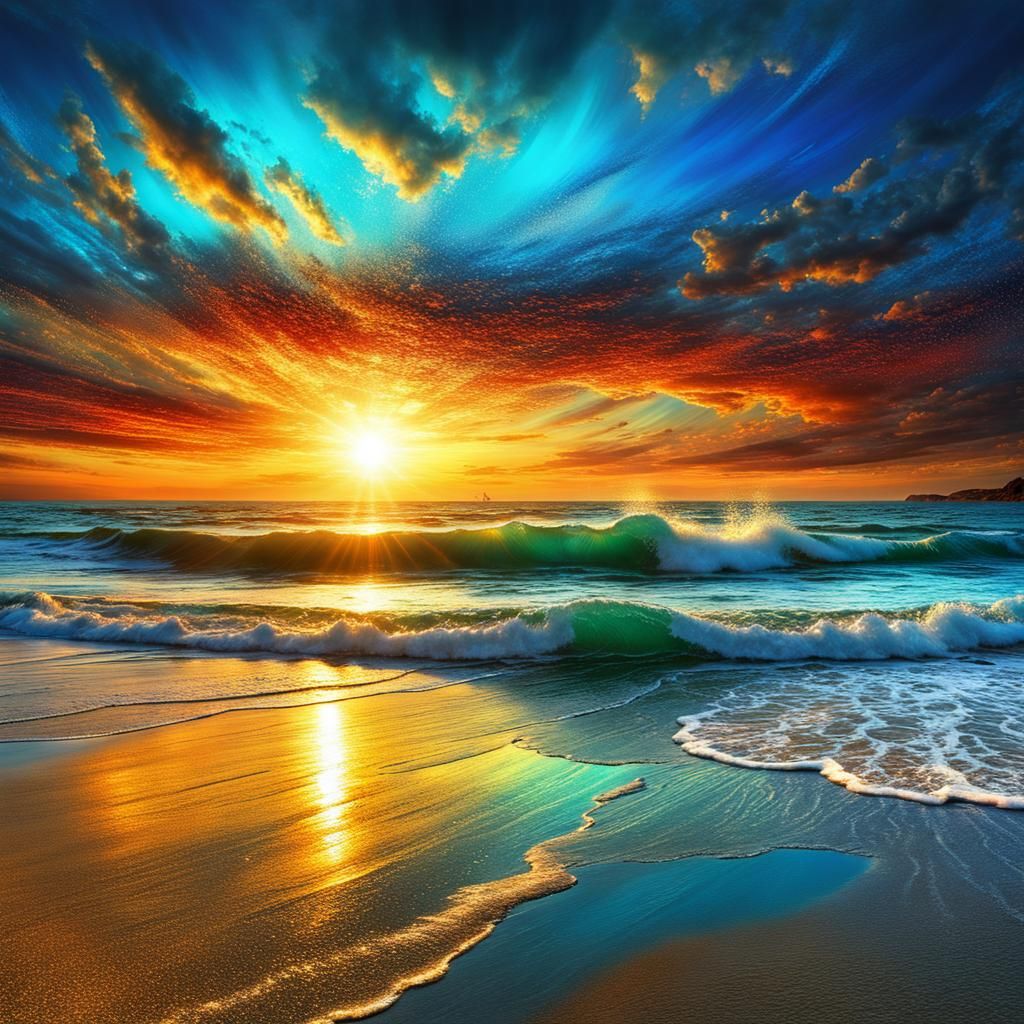 Bioluminescent Sunset on a Fabulous Island in 3D