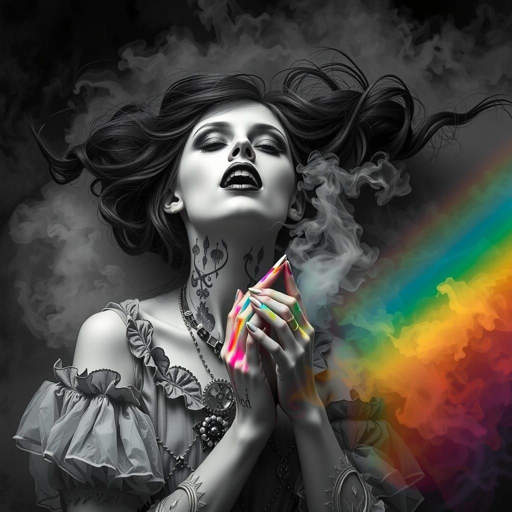 Gothic Waif Unleashes Rainbow Colours