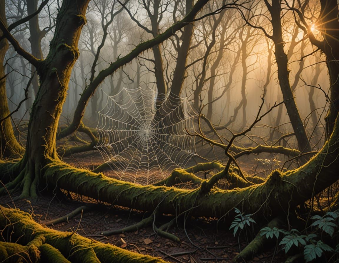 Ethereal Woodland Scene in Oil Painting Style