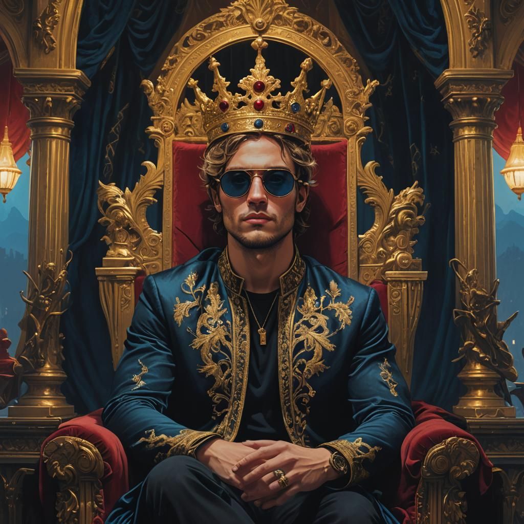 Royal Figure on Gilded Throne in Dark Fantasy Style