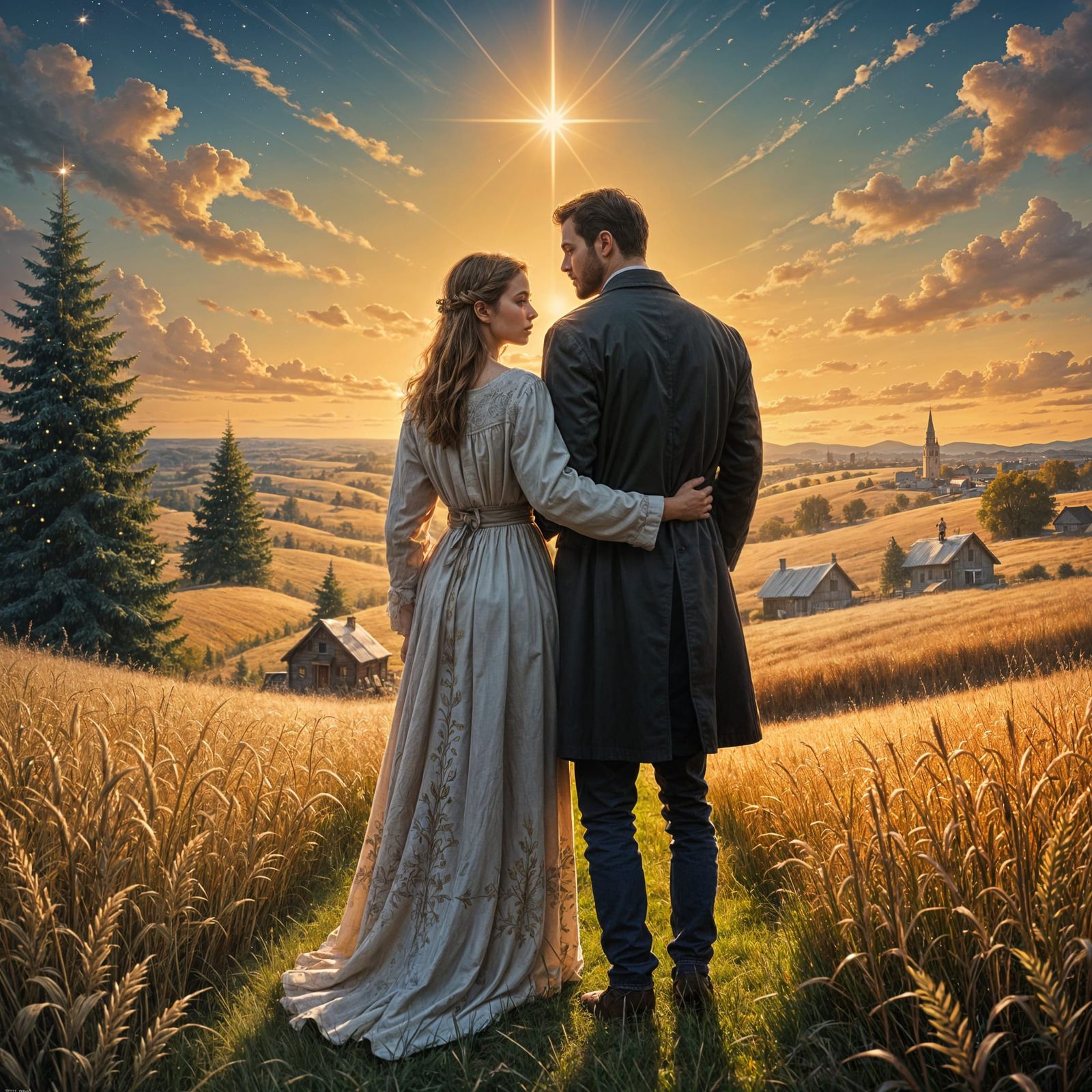 Couple in Golden Hour, Inspired by Christian Art