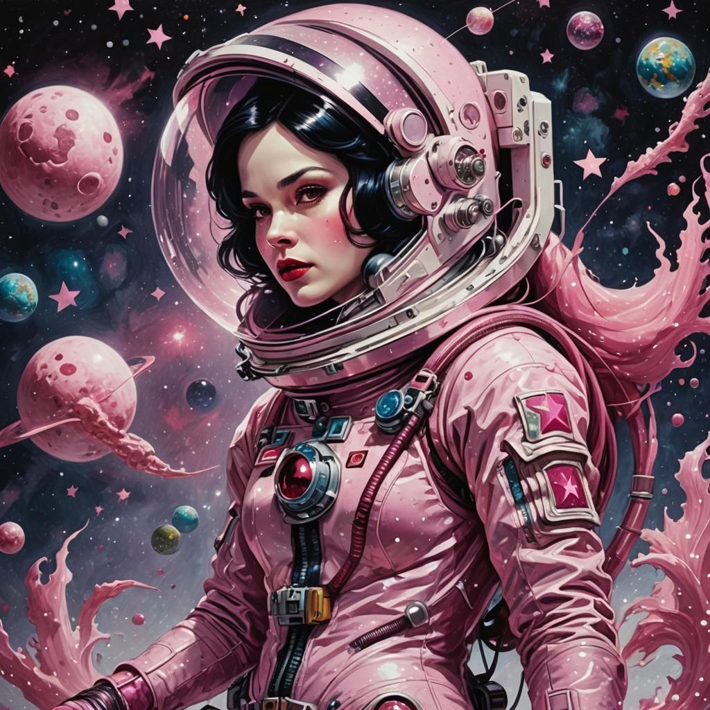 Snow White as Sinister Space Mermaid in Digital Art