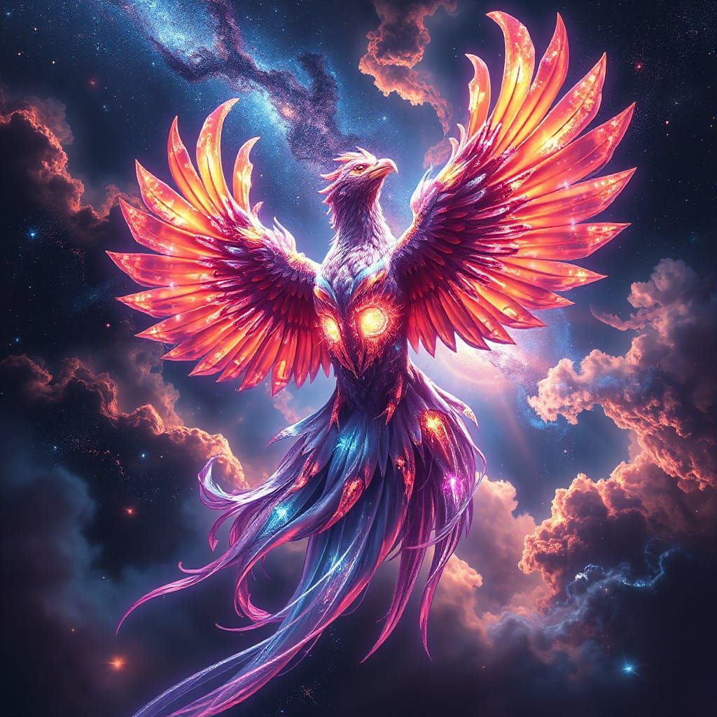 Majestic Phoenix Rises From Cosmic Nebula in Epic Space Art ...