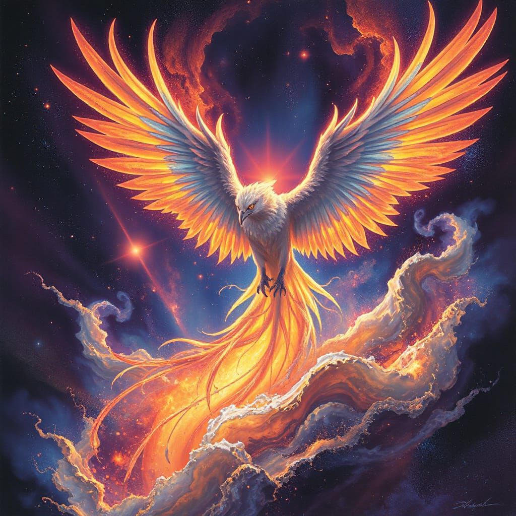 Majestic Phoenix Rises From Cosmic Nebula