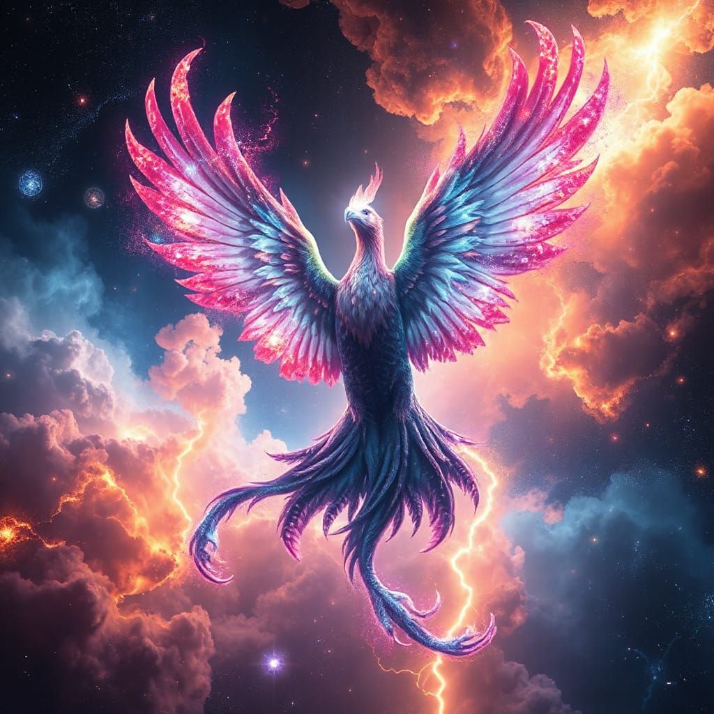 Majestic Phoenix Rises from Cosmic Nebula in Epic Space Art ...