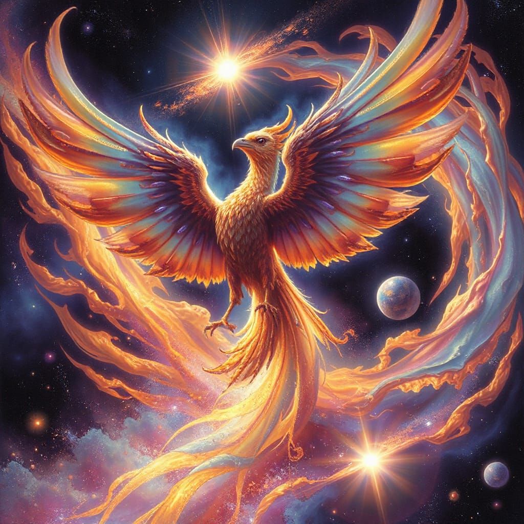 Majestic Phoenix Rises From Cosmic Nebula