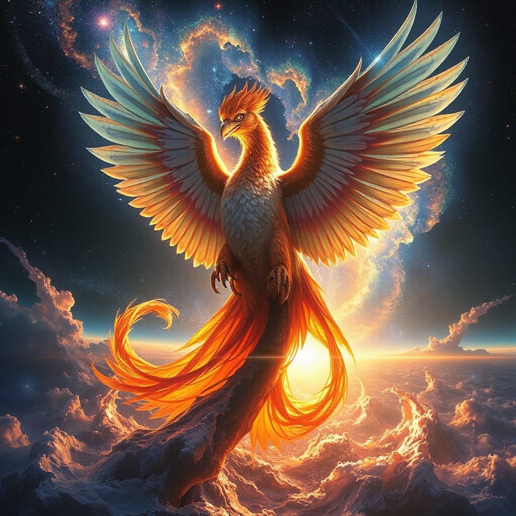 Majestic Phoenix Rises From Cosmic Nebula