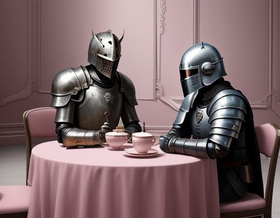 Surreal Knight in Pastel Room, Bizarre Digital Painting