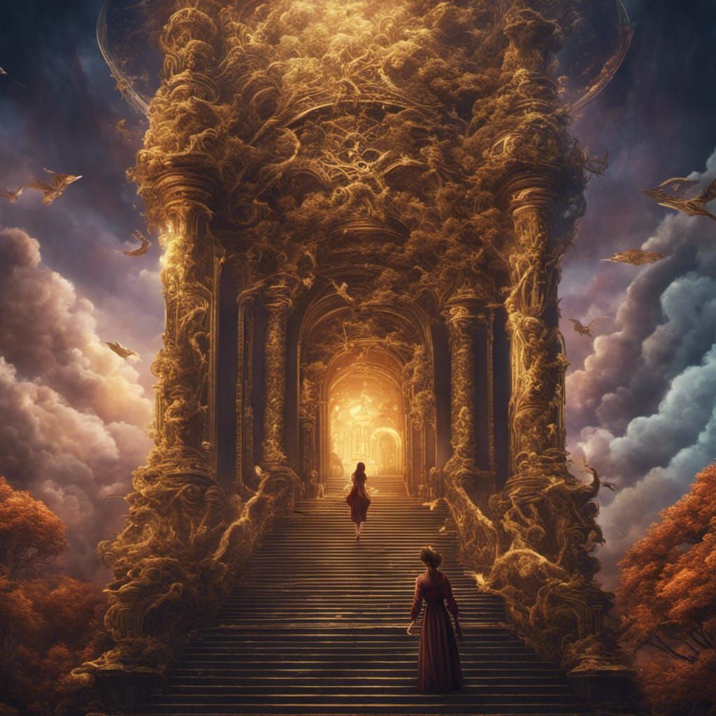 Fantastical Stairway to Heaven in Detailed Matte Painting