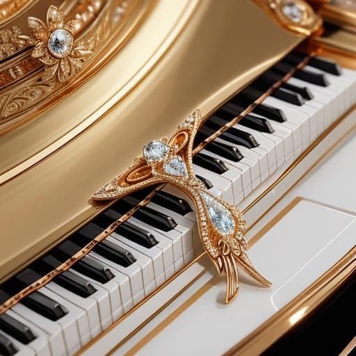 Diamond Rose Gold Piano in Oil Painting Style