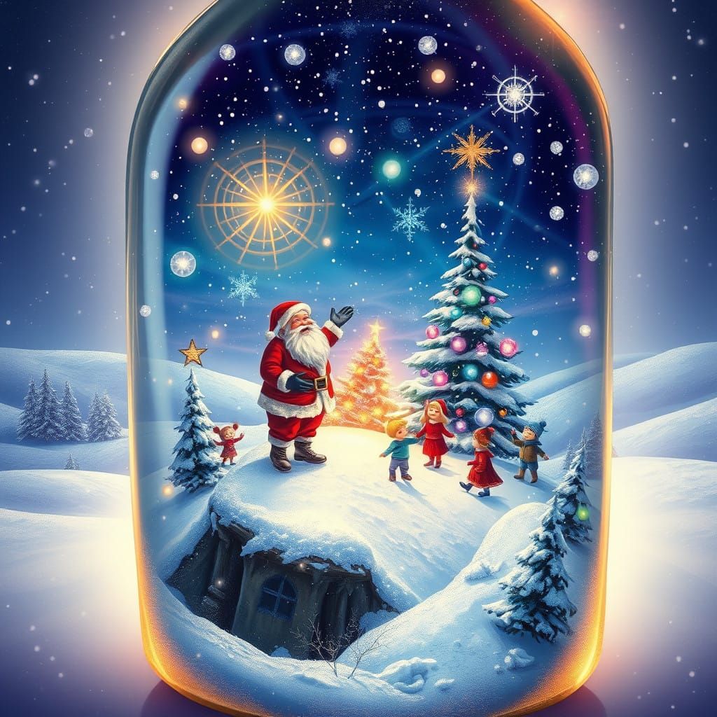 Enchanted Winter Wonderland in Victorian-Style Glass Bottle