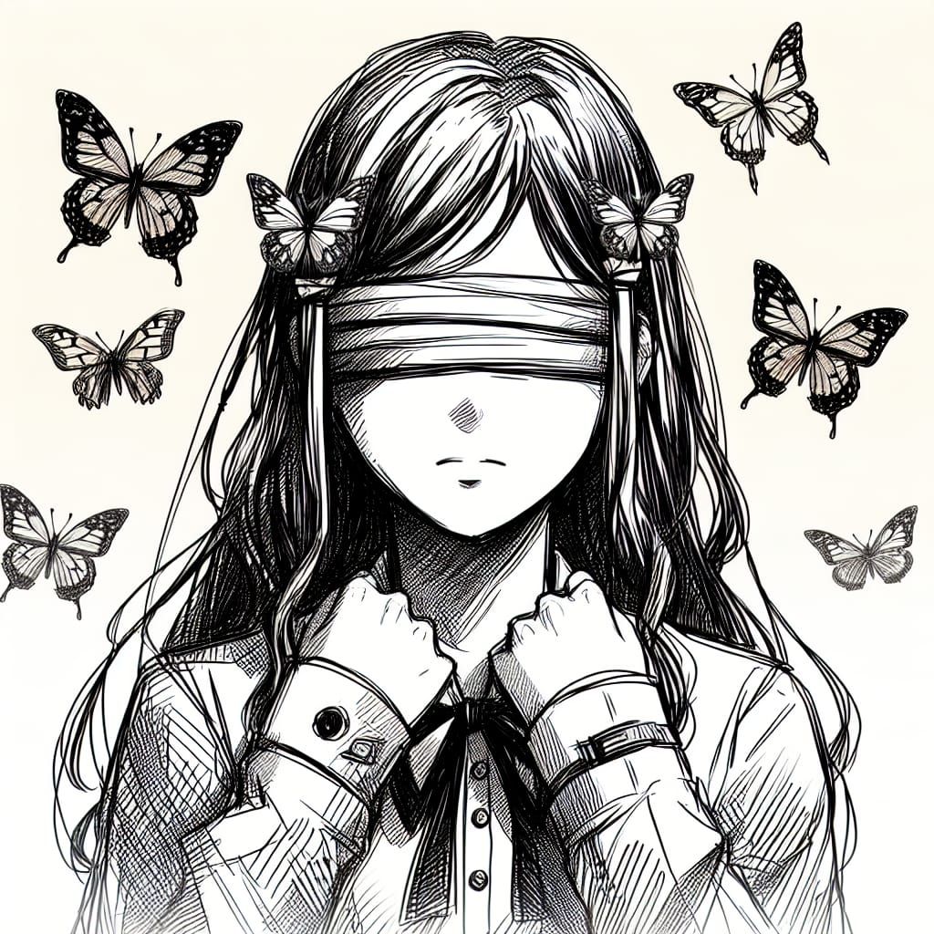 Butterfly Girl in Sketchy Anime Style