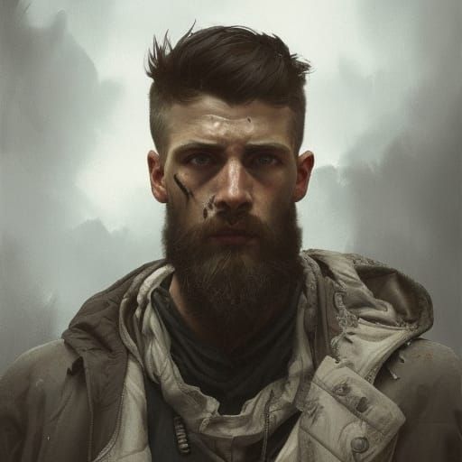 Post-Apocalyptic Portrait of a Man in Digital Art Style