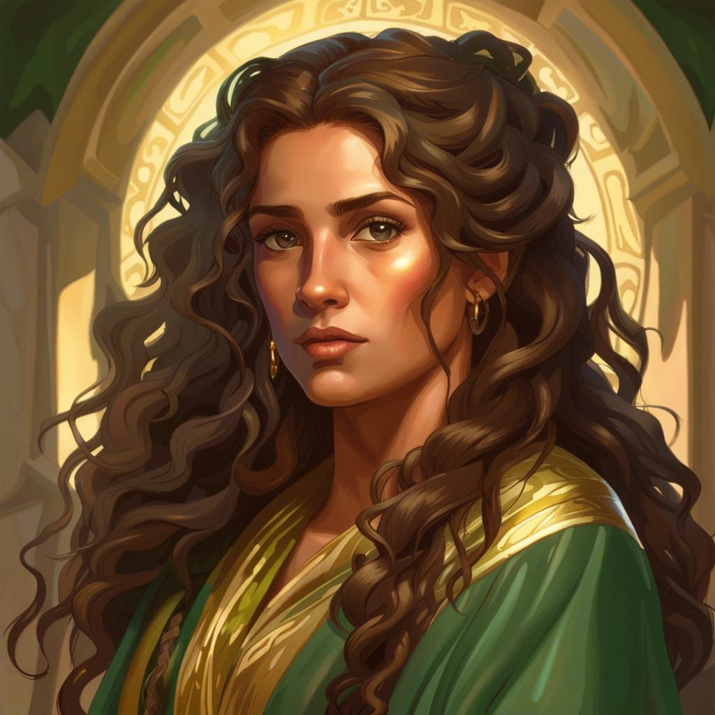 Greek Woman Portrait in Art Nouveau Style